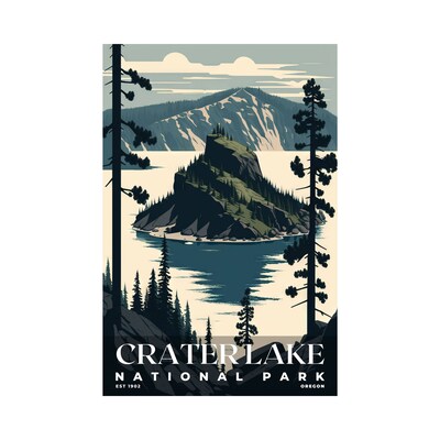 Crater Lake National Park Poster, Travel Art, Office Poster, Home Decor | S3 - image1